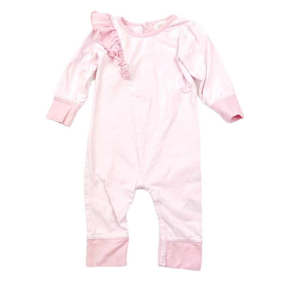 Monica + Andy Organic Pink Ruffle Romper
